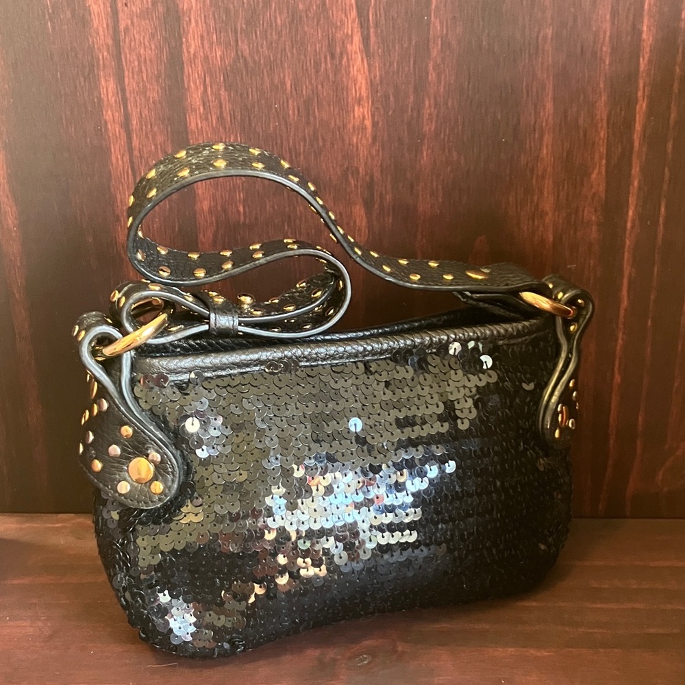 A/X Armani Exchange Black Sequin and Leather Handbag